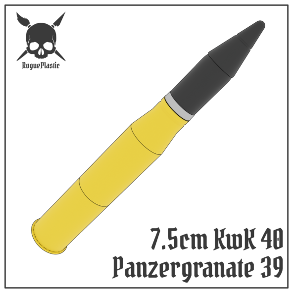 7.5cm Panzergranate 39 KwK 40 Full size Tank Round Replica