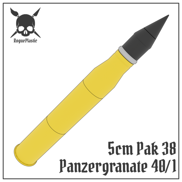 5cm Panzergranate 40/1 Pak 38 Full size Tank Shell Replica