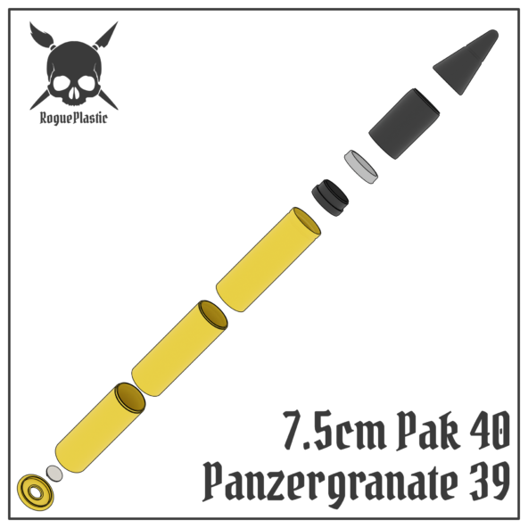 7.5cm Panzergranate 39 PaK 40 Full size Anti-Tank Round Replica - Image 2