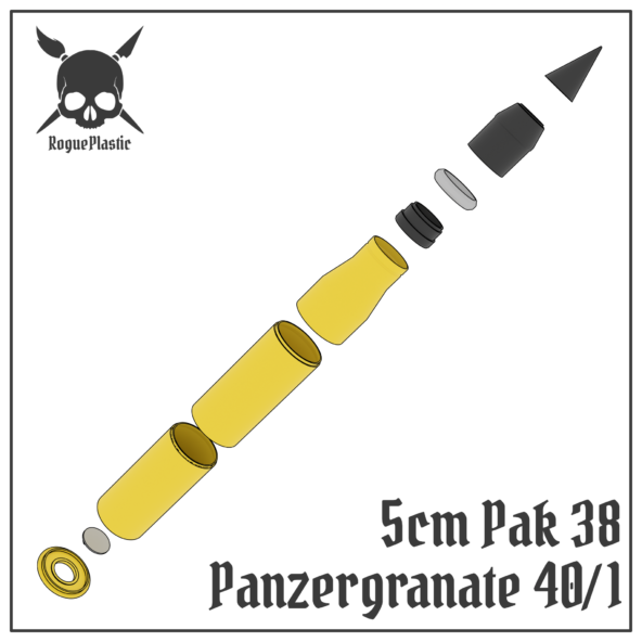 5cm Panzergranate 40/1 Pak 38 Full size Tank Shell Replica - Image 2