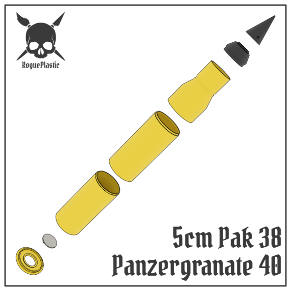 5cm Panzergranate 40 Pak 38 Full size Tank Shell Replica - Image 2